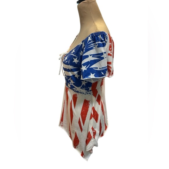 American Women’s Flag Print Cinched Asymmetric T Shirt By Rosegal No tag Size M. - Picture 4 of 13
